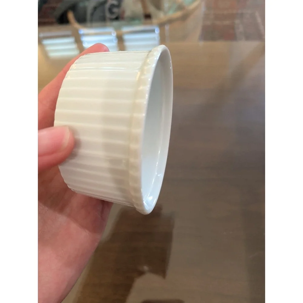 Apilco France White Porcelain Ribbed Ramekin - Size 2 - 3